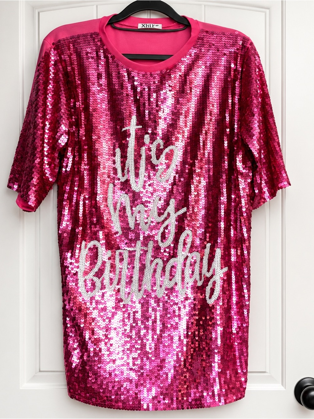 Pink Sequin "It's My‎ Birthday" Party Dress